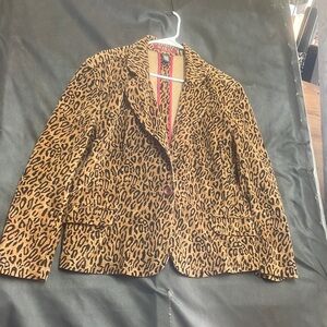 Leopard Print Women's Blazer - Brown/Black
